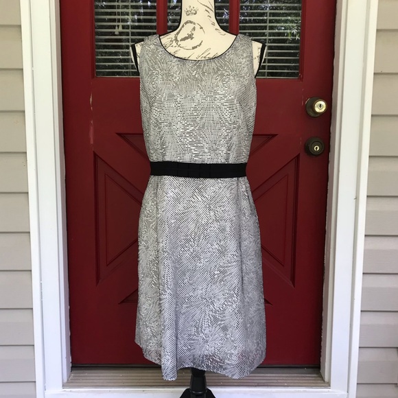 ANTONIO MELANI Dresses & Skirts - Antonio Melani Sleeveless Black White Lined Grosgrain Waist Shift Dress Size 8